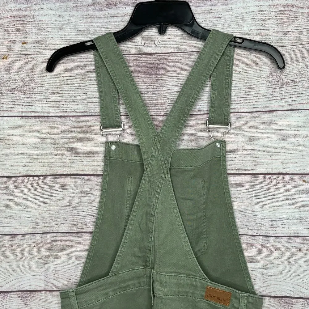 Judy Blue Denim Sage Green Overall Skirt Dress Size Large New - Picture 5 of 12